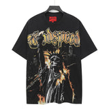 high version gods short sleeve heavy weight washed fog high street skull pure cottonprinting round