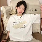 Creative and fun printed couple's short-sleeve t-shirt - youthful casual tee