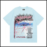 Hs american high street retro washed portrait short-sleeved t-shirt long sleeves sweatshirt hoodie