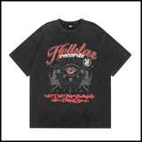 Hs american high street retro washed portrait short-sleeved t-shirt long sleeves sweatshirt hoodie