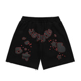 Spder hip hop singer youngthug foam letter couple short-sleeved t-shirt full of diamonds shorts
