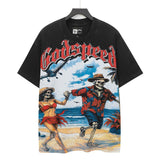 high version gods short sleeve heavy weight washed fog high street skull pure cottonprinting round
