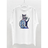 Cute kitten graphic crew neck hd print short sleeve t-shirt - perfect for couples