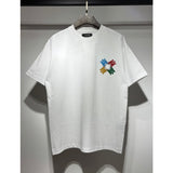 amri flow paint graffiti letter starry sky classic logo print short sleeve couple t-shirt