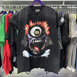 High street style roughplay gorilla print tee - distressed ripped faux layered short sleeve - american retro trend