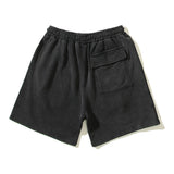 Hip-hop shorts rep washed distressed shorts trendyretro drawstring terry sports casual half length pants