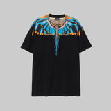 Correct version mb short-sleeved couple outfit colorful wings feather t-shirt marcelo european and american classic