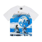 High version gods short sleeve heavy weight washed fog high street rock band skull pure cottonprinting round