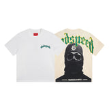 European and american high street gd rock heavy industry washed distressed skull letter speed short sleeve
