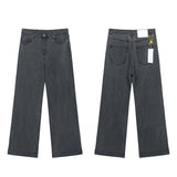 Men's flared denim jeans with water ripple texture