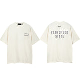 Fog icon double line essentials american high street summerloose couple short sleeve trendy heavy weight t-shirt