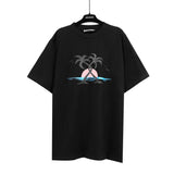 Correct version of pa beheaded bear short sleeves palm tree high street bat sleeves big logo letter on the back