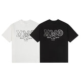 Large logo japanese stylelooseplus size double yarn pure cotton round neck short sleeves