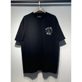 [gram] am flow paint graffiti letter starry sky classic logo print short sleeve couple t-shirt