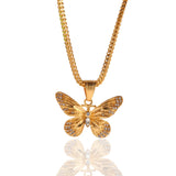 Jewelry Hip Hop Diamond Set Butterfly Pendant Necklace Animal