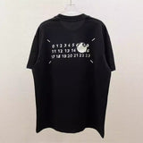 Minimalist digital print crew neck t-shirt with reflective foil detailing