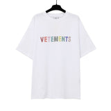 Vtm letter american style no photo printing loose washed distressed short sleeve t-shirt couple outfit