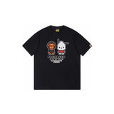 Top-tier! sanrio ou family summer bape seamless crewneck g pure cotton short-sleeve t-shirt for men