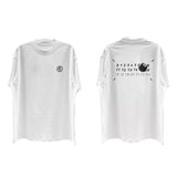 Minimalist digital print crew neck t-shirt with reflective foil detailing