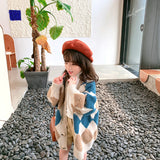 Girl Jacket Women's Teens Coat Diamond Plaid Autumn and Winter Clothing