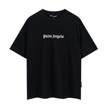 Summer trendy short-sleeve tee with back logo print - couple's fashion