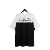 Black and white color-blocked, contrast letter print, 100% cotton, crew neck short-sleeve tee