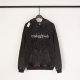 Washed and distressed ripped hoodie with distressed details