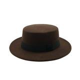 Walter White Hats Retro British Style Flat Top Hat Couples' Cap Autumn and Winter Big Flat Brim Woolen Warm Hat