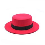 Walter White Hats Retro British Style Flat Top Hat Couples' Cap Autumn and Winter Big Flat Brim Woolen Warm Hat