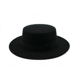 Walter White Hats Retro British Style Flat Top Hat Couples' Cap Autumn and Winter Big Flat Brim Woolen Warm Hat