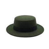 Walter White Hats Retro British Style Flat Top Hat Couples' Cap Autumn and Winter Big Flat Brim Woolen Warm Hat