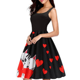 Graduation Dress Homecoming Dress Valentine's Day Women's Vest Stitching Printing Large Swing Dress