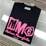 Maison margiela pink mm foam printing process oversizd dropped shoulder sleeves loose short-sleeved t
