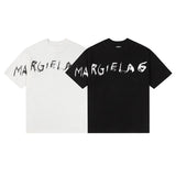 High-count letter print athletic cotton short-sleeve t-shirt