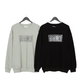 Letter mm print crew neck 100% cotton relaxed fit sweatshirt