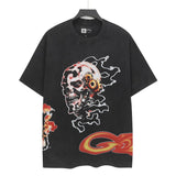 high version gods short sleeve heavy weight washed fog high street skull pure cottonprinting round