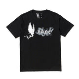 Wang yibo lne short-sleeved big v reflective hot diamond devil angel couple outfit loose