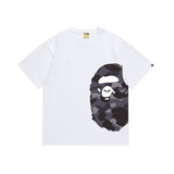 Wholesale japanese style side plaid camo ape head short sleeve color block trendy t-shirt for summer