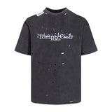 Collaborative distressed ripped & torn tee - authentic edition crew neck men's short sleeve t-shirt
