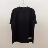 Minimalist letter cursive reflective craft pure cotton double yarn crew neck t-shirt