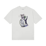 Real shot: summer loose-fit cat print short-sleeve t-shirt