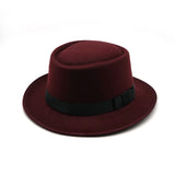 Walter White Hats British Style Dome Curved Brim Top Hat Solid Color Chaplin Hamburger Hat