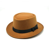 Walter White Hats British Style Dome Curved Brim Top Hat Solid Color Chaplin Hamburger Hat
