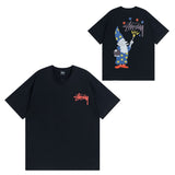 Summer running volume stussy short-sleeved t-shirt dice black eight ice cream comfy basics american couple summer t