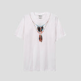 Correct version mb short-sleeved couple outfit colorful wings feather t-shirt marcelo european and american classic