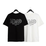 Large logo japanese stylelooseplus size double yarn pure cotton round neck short sleeves