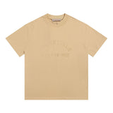 essential double line fog shorts icon laminated stereo letter round neck couple pullover