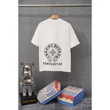 authentic edition chest pocket cross gradient horseshoe flower print short sleeve couple t-shirt