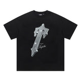 trap gradient letter tiger head short sleeve european and american high street trap star printing t-shirt loose s