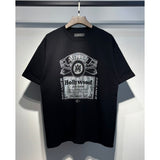 [gram] am flow paint graffiti letter starry sky classic logo print short sleeve couple t-shirt